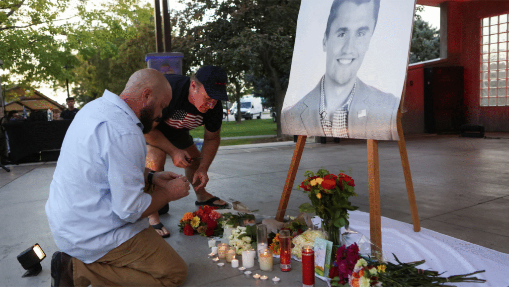 Vigil in memory of Charlie Kirk, may he rest in peace.