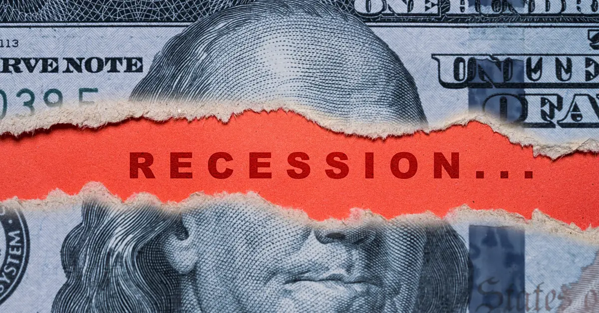 Hundred Dollar Bill with Recession Text in the middle - Labor market and recession fears news