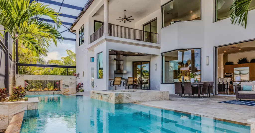 Beautiful modern mansion with a swimming pool