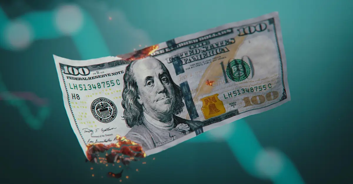 Hundred dollar bill burning with a chart in the background - what are economics?