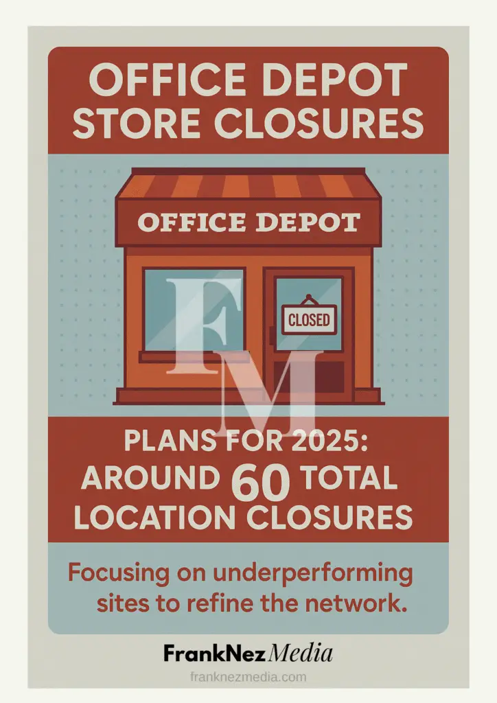 Office Depot is planning to close around 60 retailer store locations.